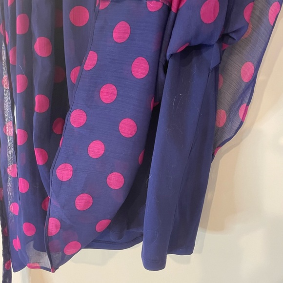 J.B.S. Navy and Pink Polka Dot Midi Dress - Picture 5 of 6